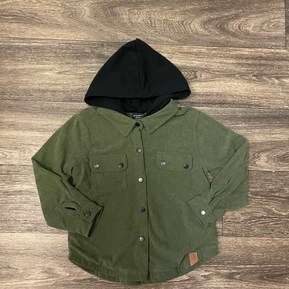 Little Bipsy- Forest corduroy hooded Shacket